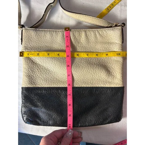 Kate Spade Two-Tone Pebbled Leather Crossbody Bag Adjustable Strap Cream & Black - Picture 12 of 12